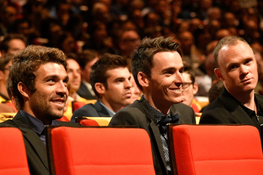 Tour de France 2017 - 18/10/2016 - Palais des congres - Paris - France - Presentation du parcours - Thibaut PINOT; Romain BARDET; Christopher FROOME. ©ASO/B.Bade